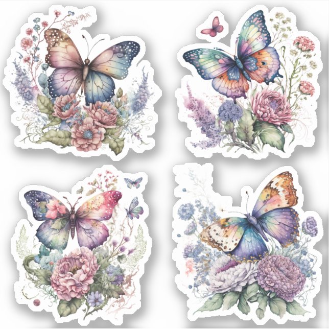 Pegatina Boho floral Butterfly Sticker Bohemian Ästhetik (Anverso)