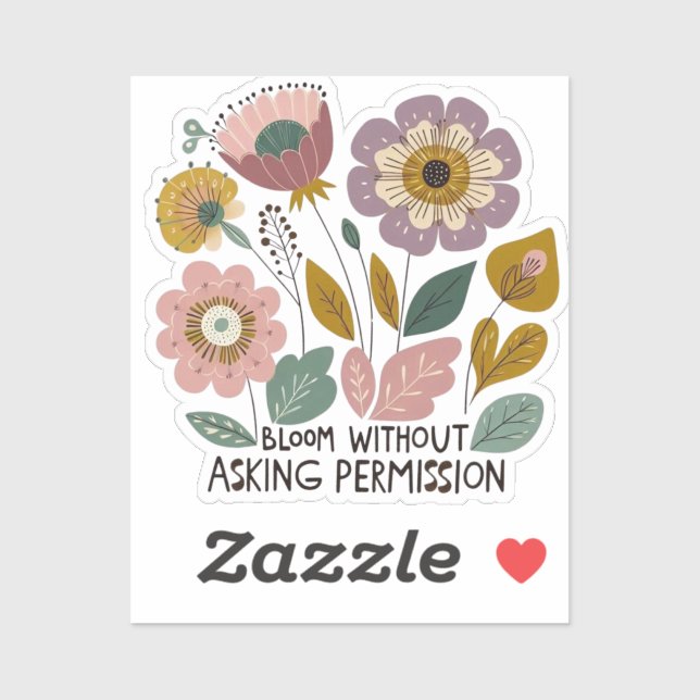 Pegatina Boho floral design with the phrase “Bloom without  (Hoja)