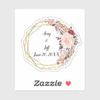 Pegatina Boho Floral Geométrica Boda Fecha