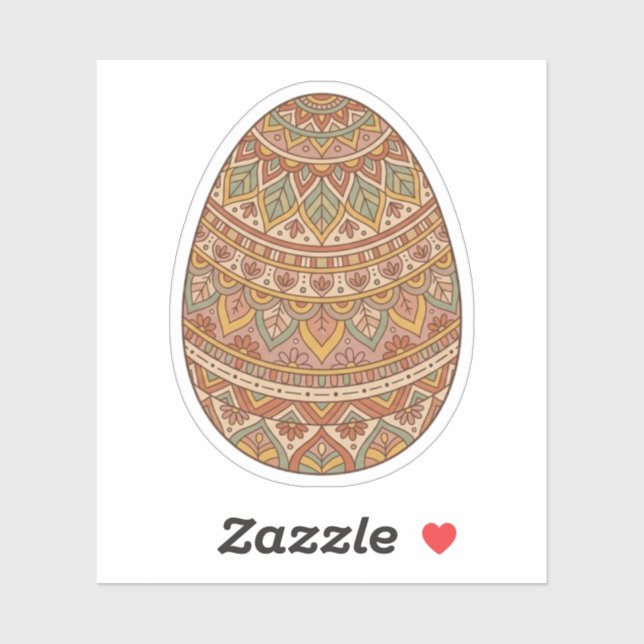 Pegatina Boho Mandala Easter Egg Earth Tones Aesthetic  (Hoja)