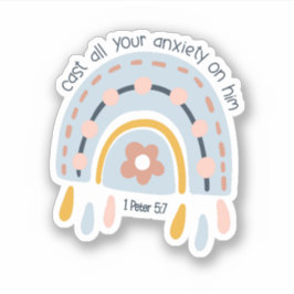 Pegatina Boho Rainbow Cast All Your Anxiety On Him