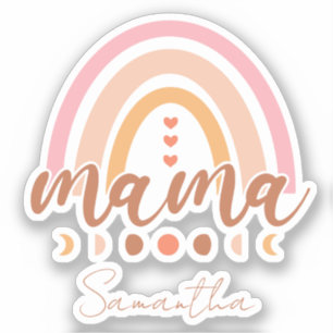 Pegatina Boho Rainbow Mama con las fases lunares