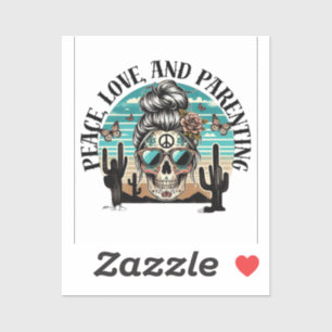 Pegatina Boho Skull Peace and Parenting T-Shirt – Retro Des