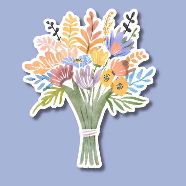 Pegatina Boho Watercolor Flower Bouquet impermeable (Subido por el creador)