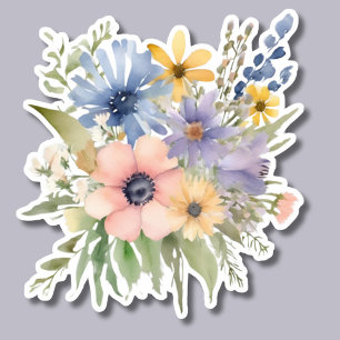 Pegatina Boho Watercolor Wildflower Bouquet impermeable