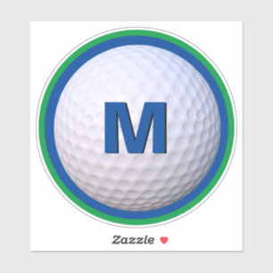 Pegatina Bola de Golf Moderna Personalizar Monograma Letra