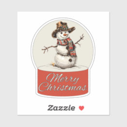 Pegatina Bola de vidrio de Navidad Muñeco de nieve Feliz Na