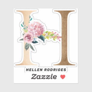 Pegatina Boletines con monogramas florales de oro