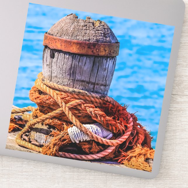 Pegatina Bollard de amarre antiguo (Detalle)