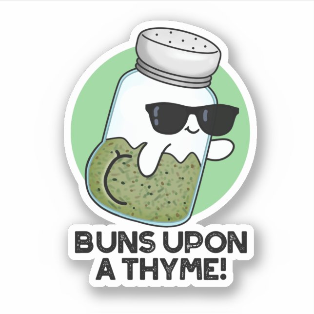 Pegatina Bollos Sobre Un Thyme Gracioso Pun De Hierba (Anverso)