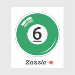 Pegatina Bolsa de billar número seis (6) verde