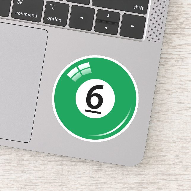 Pegatina Bolsa de billar número seis (6) verde (Detalle)