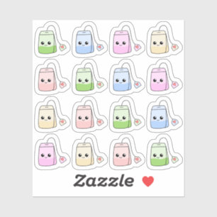 Pegatina Bolsitas de té Acogedor Momento del Té Kawaii Bujo