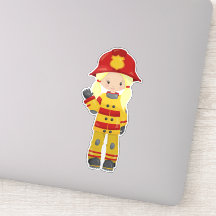 Bombero chica, bombera, pelo rubio