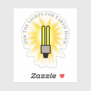Pegatina Bombilla CFL Dim La Hora De La Tierra