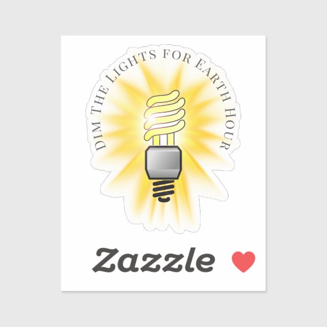Pegatina Bombilla CFL Dim La Hora De La Tierra (Hoja)