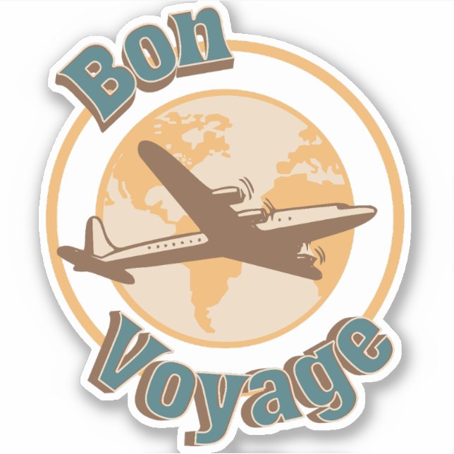 Pegatina Bon Voyage Viajemos por el diseño mundial (Anverso)