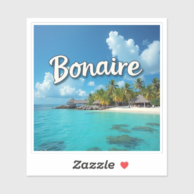 Pegatina Bonaire Bellas aguas azules (Hoja)