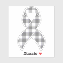 Pegatina Bone Cancer Awareness Plaid Gray Ribbon