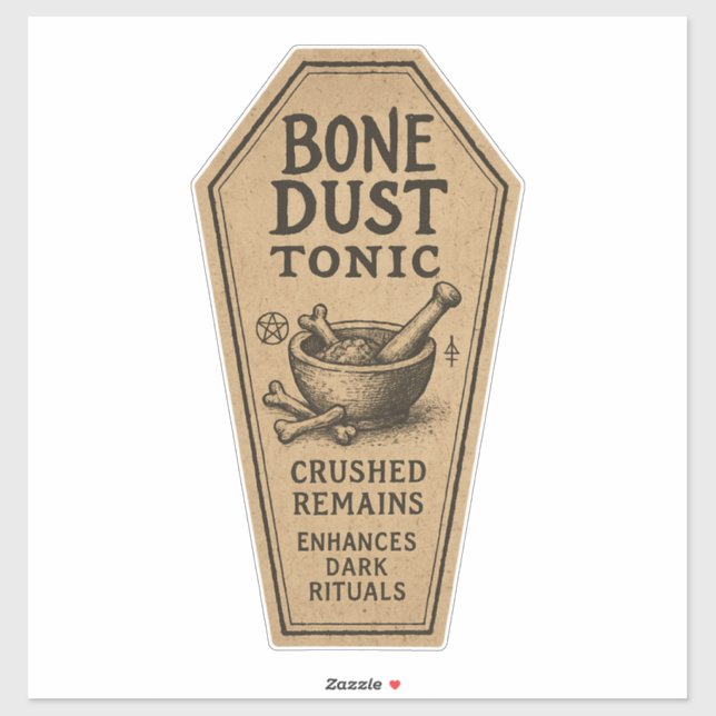 Pegatina Bone Dust Tonic - Halloween Apothecary Label (Hoja)