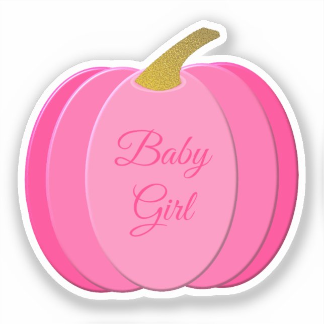 Pegatina Bonito Bebé Rosa Bebé Calabaza Personalizado (Anverso)