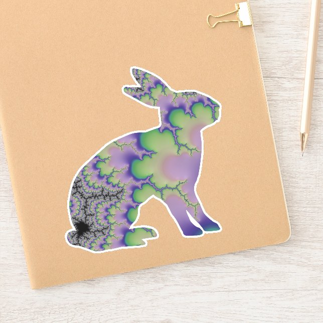 Pegatina Bonito Conejo Fractal Morado y Verde Conejo Conejo (Cuaderno)