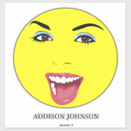 Pegatina Bonito de risa Mujer glamurosa Moda Nombre amarill