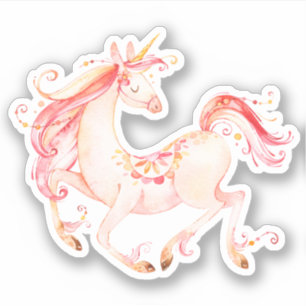 Pegatina bonito del unicornio de la acuarela