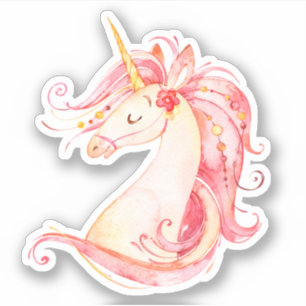 Pegatina bonito del unicornio de la acuarela