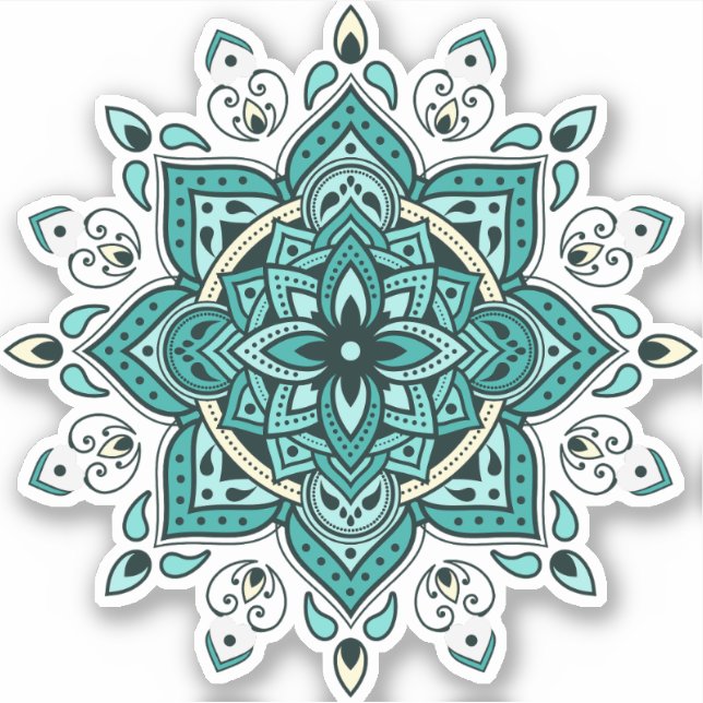 Pegatina Bonito diseño de Mandala turquesa (Anverso)