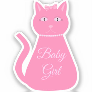 Pegatina Bonito Niña Rosa Personalizado Gato