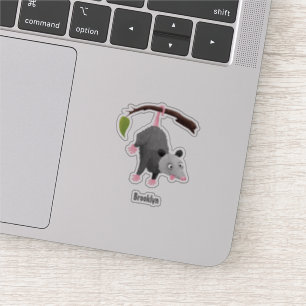 Pegatina Bonito opossum colgando de un personalizado de suc