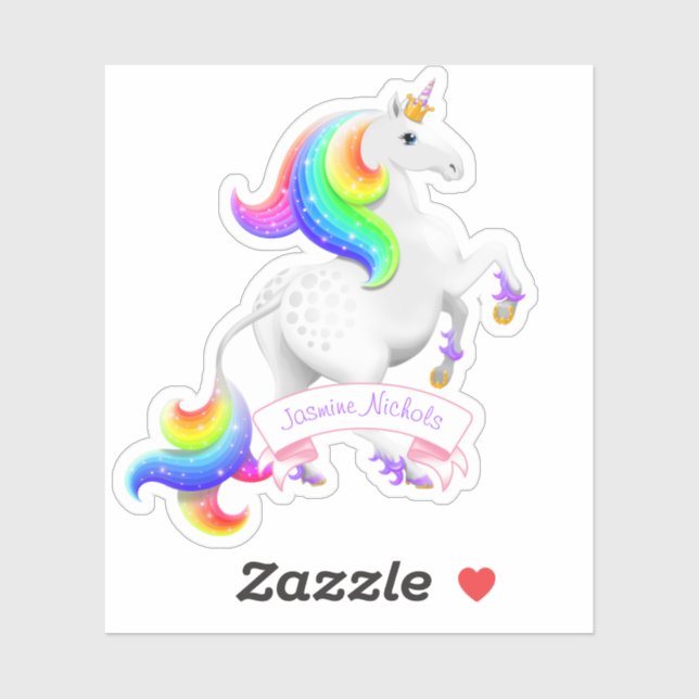 Pegatina Bonito Princess Rainbow Unicorn (Hoja)