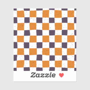 Pegatina Bonito retro gingham Naranja Purple scrapboook