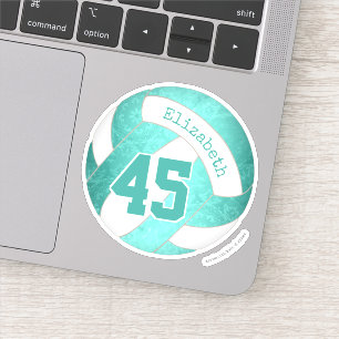 Pegatina bonito voleibol verde azulado giratorio