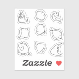 Pegatina bonitos peces caprichosos