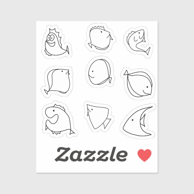 Pegatina bonitos peces caprichosos (Hoja)
