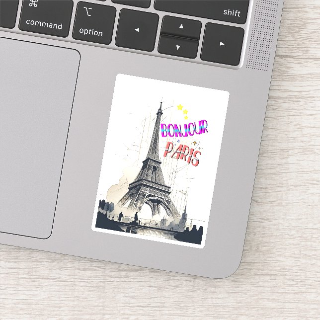 Pegatina Bonjour Colorful Paris (Detalle)