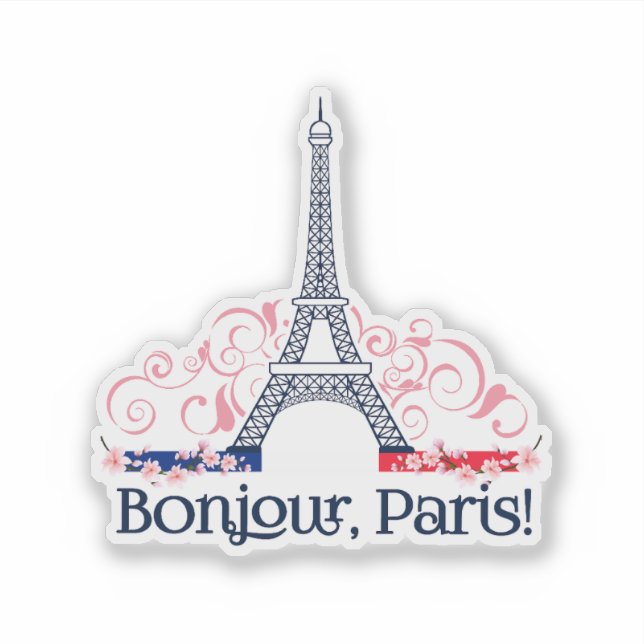 Pegatina Bonjour Paris Cute Paris Design (Anverso)