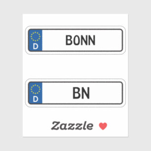 Pegatina Bonn kennzeichen, Placa de licencia de automóviles