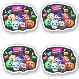 Pegatina Boo feliz de Halloween, juego de caracteres 3D de 