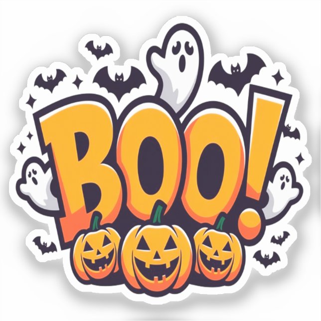 Pegatina Boo ghosts halloween  (Anverso)