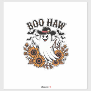 Pegatina Boo Haw Vaquero Fantasma Girasoles Murciélagos Hal