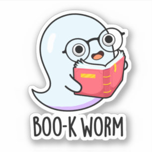 Pegatina Boo-k Worm Funny Halloween Bookworm Ghost Pun