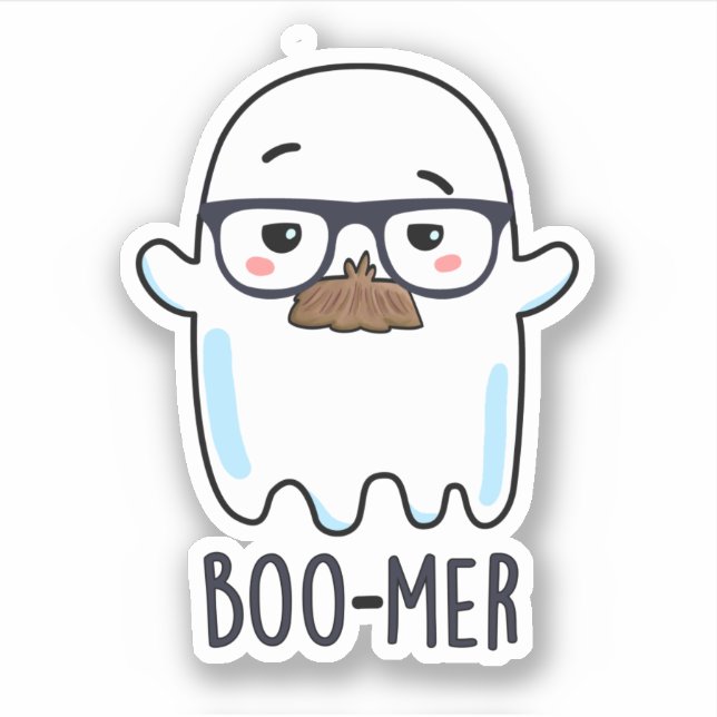 Pegatina Boo-mer Funny Middle Age Ghost Pun (Anverso)