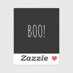 Pegatina Boo tipografía negra espeluznante minimalista Hall
