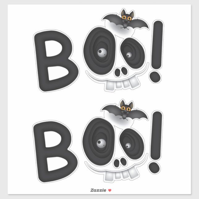 Pegatina BOO with a Bite – Bat & Skull Halloween Lettering (Hoja)