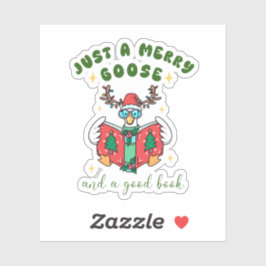 Pegatina Book Lover Christmas Merry Goose