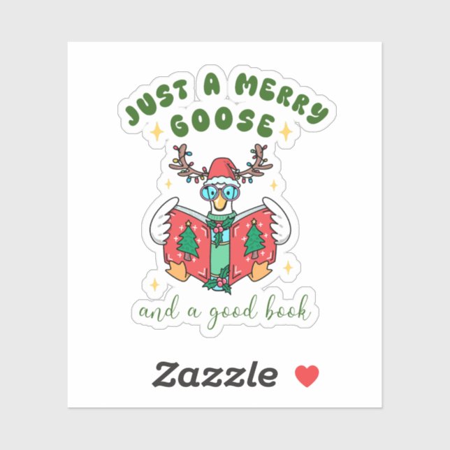 Pegatina Book Lover Christmas Merry Goose (Hoja)