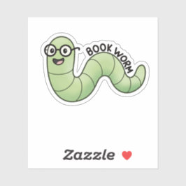 Pegatina Book Worm Cute Bookish Book Lover Worm